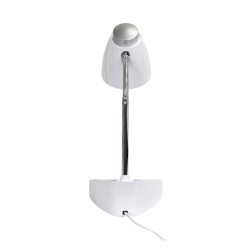 Elegant Designs Gooseneck Organizer Desk Lamp in White with White Shade