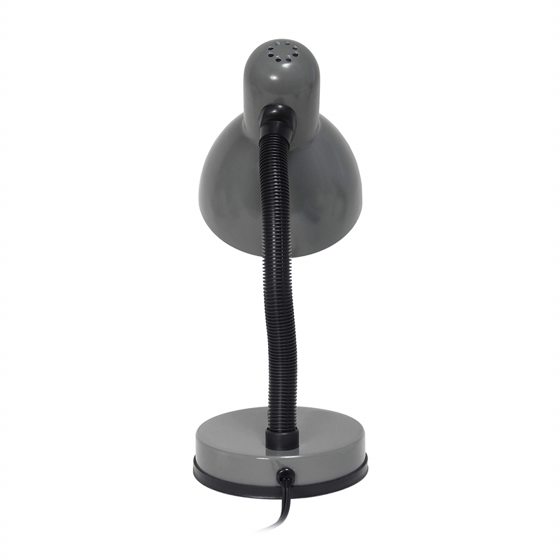 Simple Designs Metal Basic Flexible Neck Desk Lamp in Gray with Gray Shade
