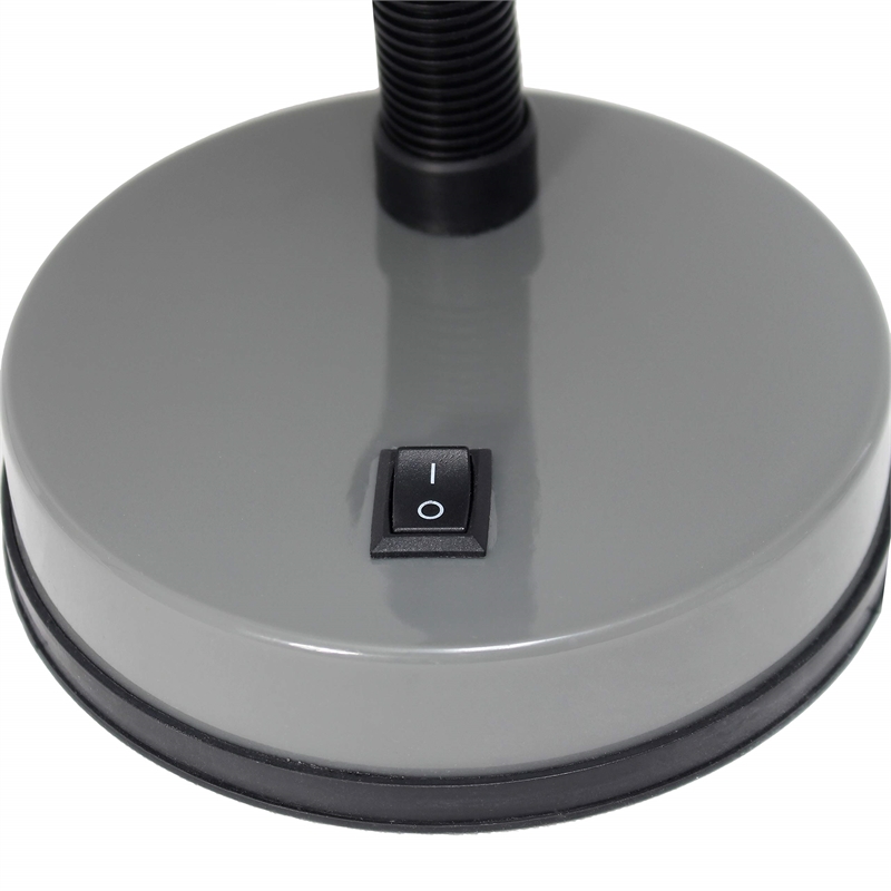 Simple Designs Metal Basic Flexible Neck Desk Lamp in Gray with Gray Shade