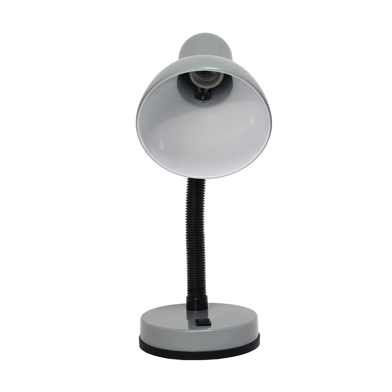 Simple Designs Metal Basic Flexible Neck Desk Lamp in Silver with Silver Shade