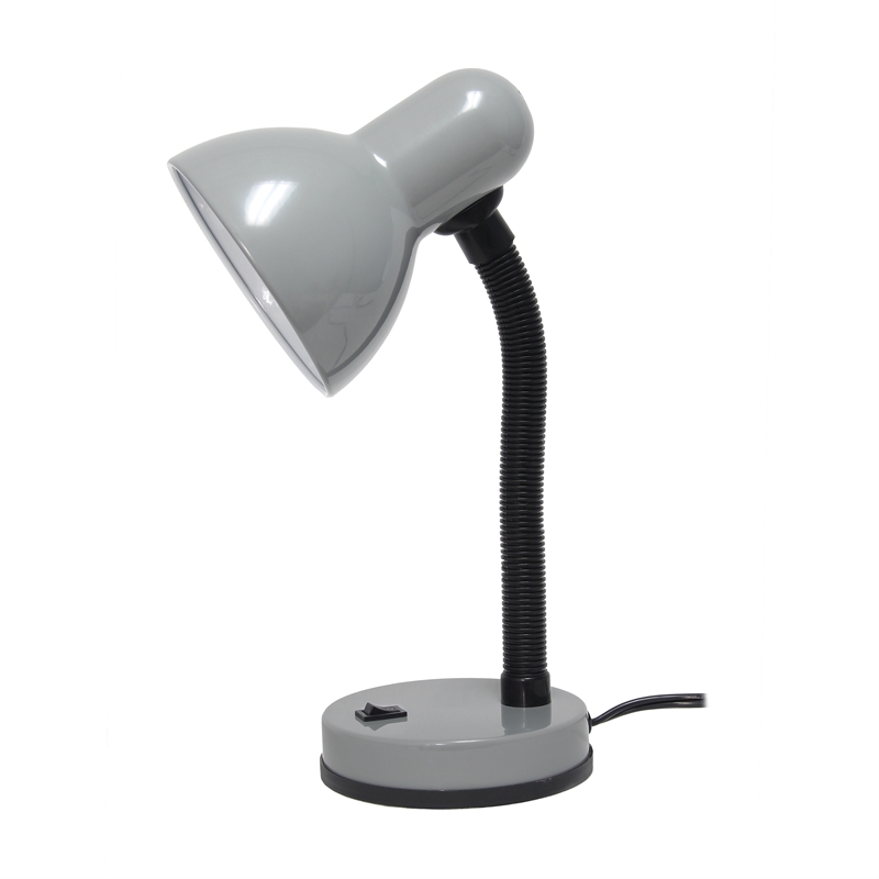 Simple Designs Metal Basic Flexible Neck Desk Lamp in Silver with Silver Shade