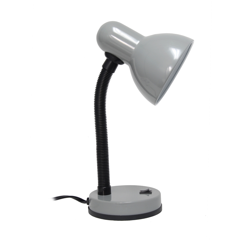 Simple Designs Metal Basic Flexible Neck Desk Lamp in Silver with Silver Shade