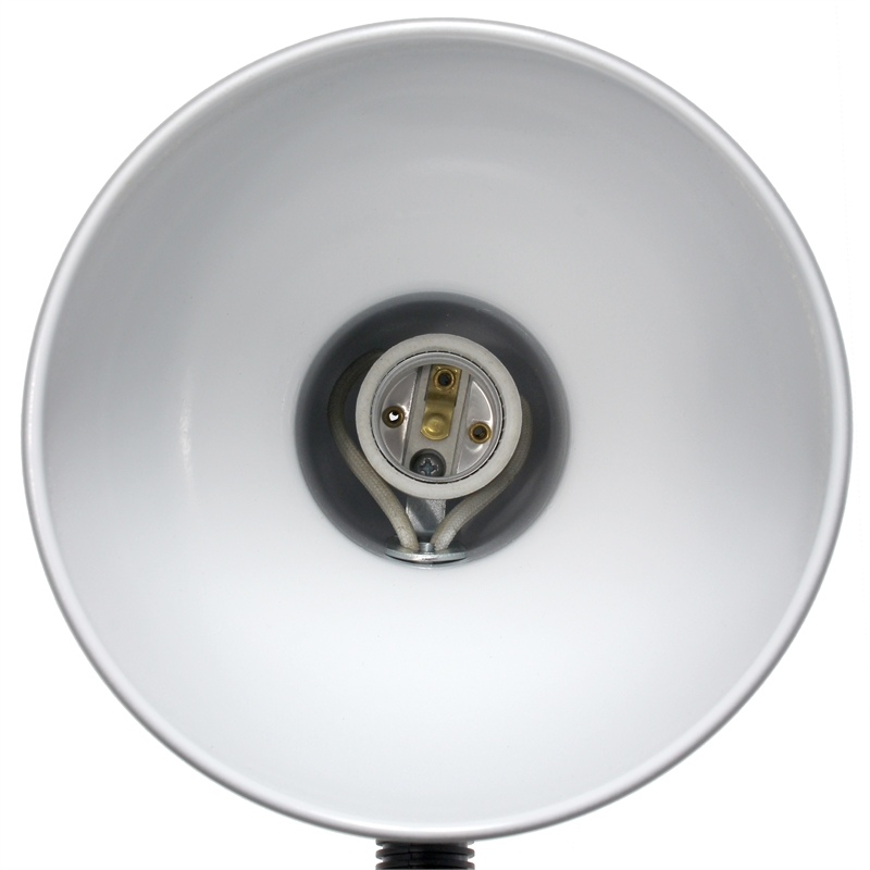 Simple Designs Metal Basic Flexible Neck Desk Lamp in Silver with Silver Shade