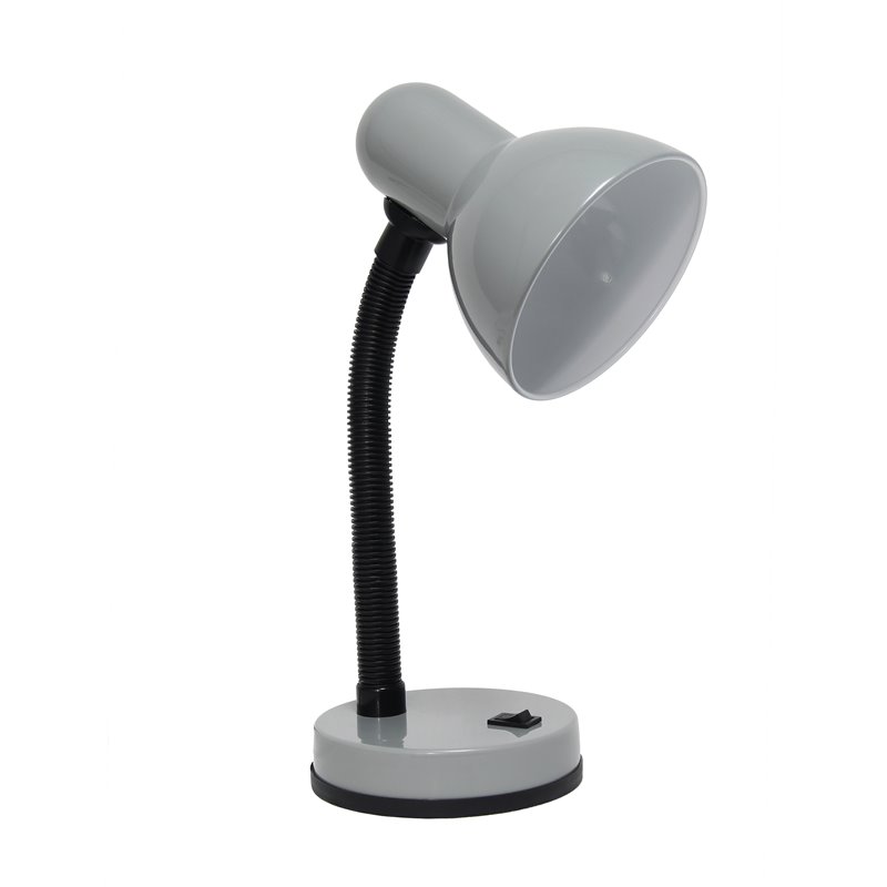 Simple Designs Metal Basic Flexible Neck Desk Lamp in Silver with Silver Shade