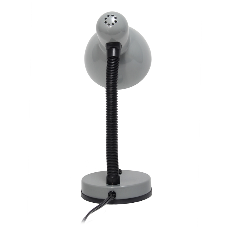 Simple Designs Metal Basic Flexible Neck Desk Lamp in Silver with Silver Shade