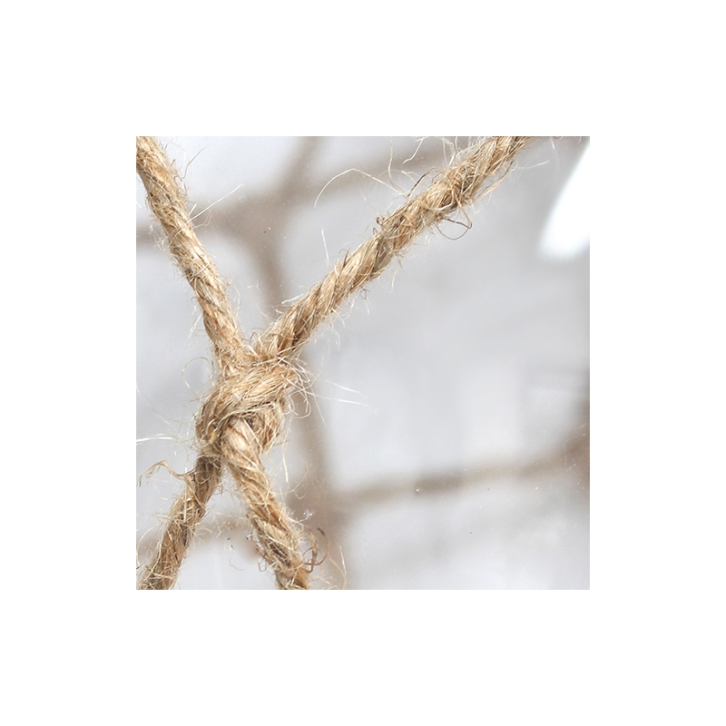 Elegant Designs Glass Ruoy Rope Netted Table Lamp in Clear with Burlap Shade