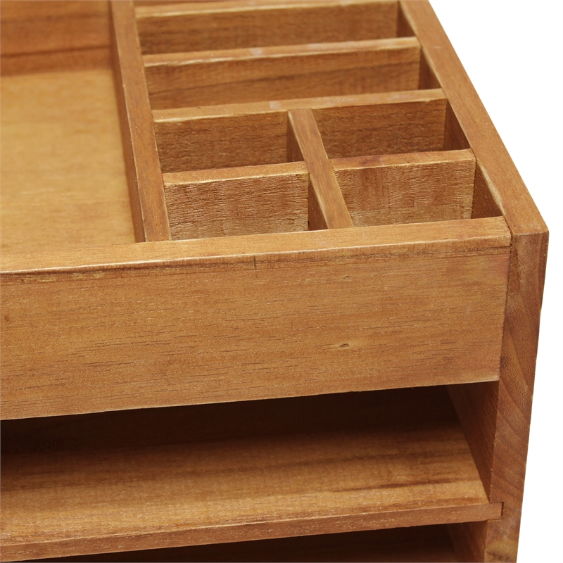 Elegant Designs Home Office Desk Organizer with Storage Cubbies Natural Wood