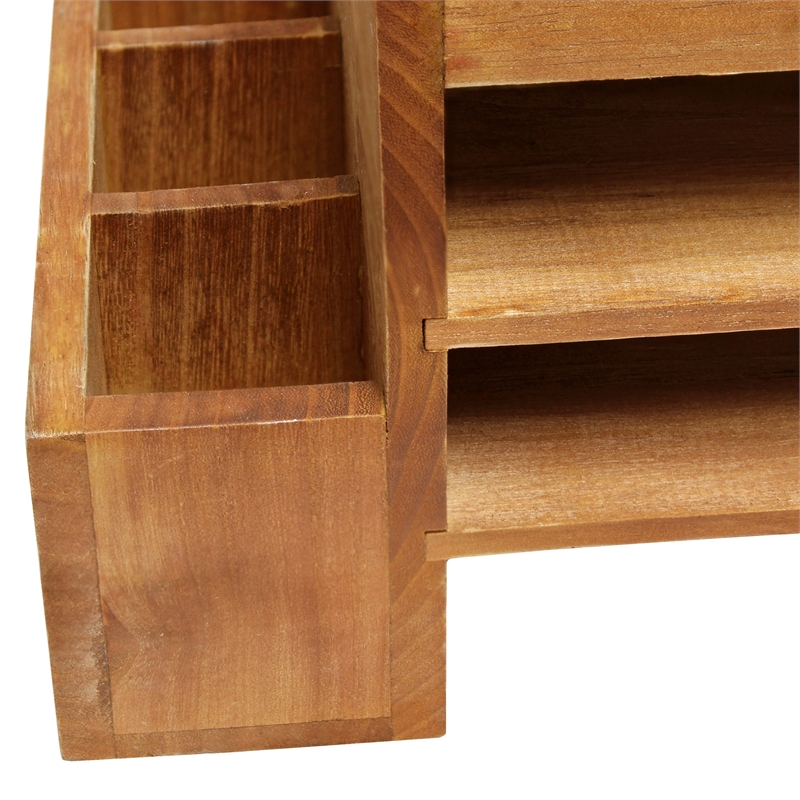Elegant Designs Home Office Desk Organizer with Storage Cubbies Natural Wood