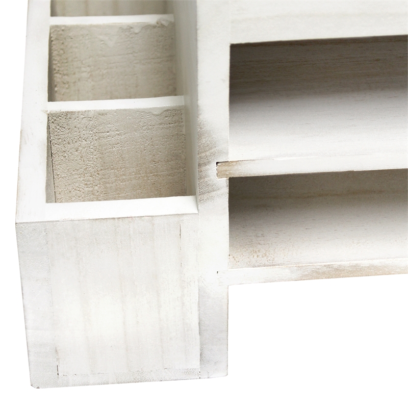 Elegant Designs Home Office Desk Organizer with Storage Cubbies White Wash