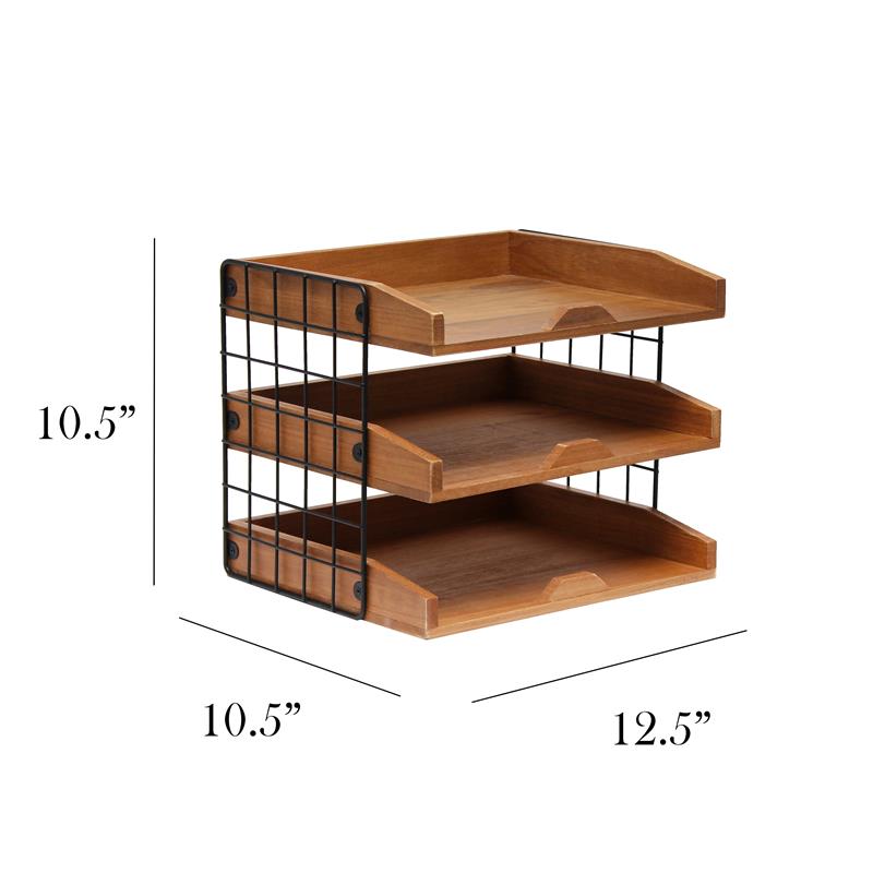 Elegant Designs Home Office Wood Desk Organizer Mail Letter Tray Natural Wood