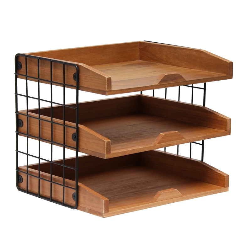 Elegant Designs Home Office Wood Desk Organizer Mail Letter Tray Natural Wood