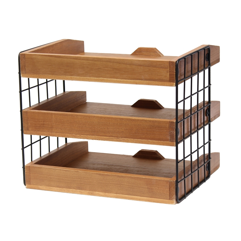 Elegant Designs Home Office Wood Desk Organizer Mail Letter Tray Natural Wood