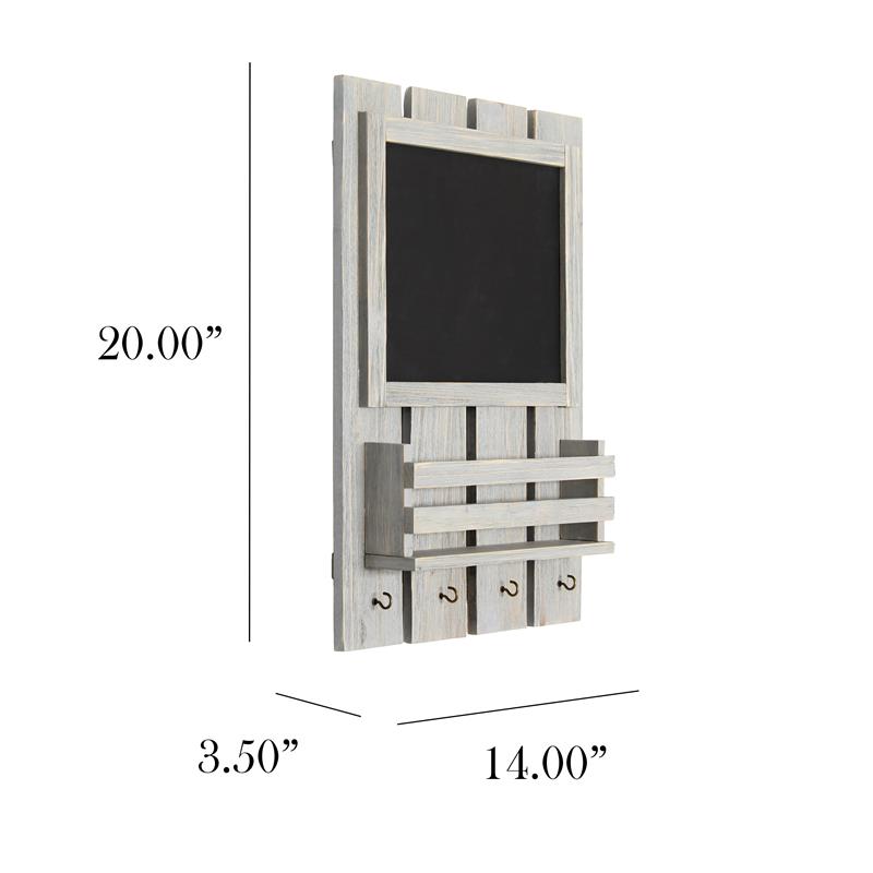 Elegant Designs Chalkboard Sign with Key Holder Hooks Gray Wash
