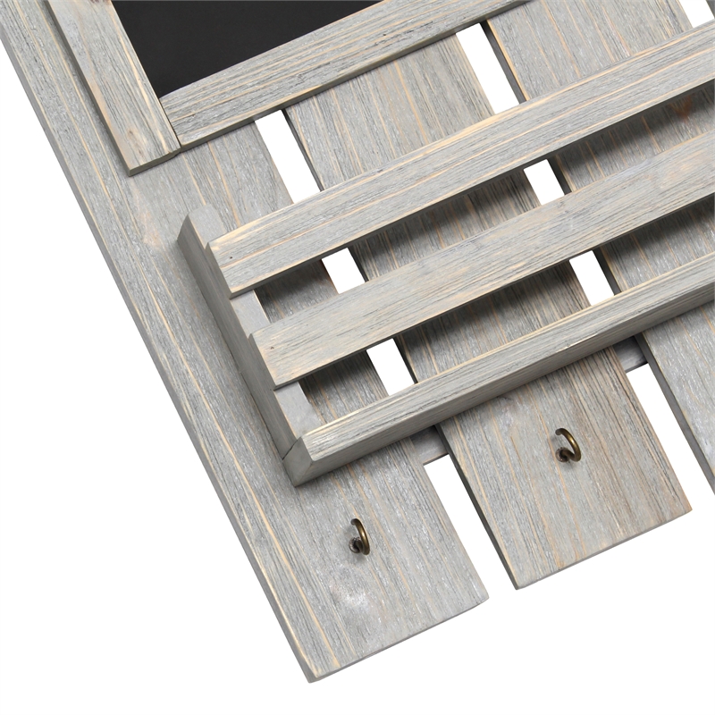 Elegant Designs Chalkboard Sign with Key Holder Hooks Gray Wash
