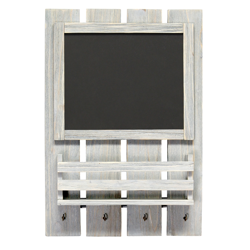Elegant Designs Chalkboard Sign with Key Holder Hooks Gray Wash