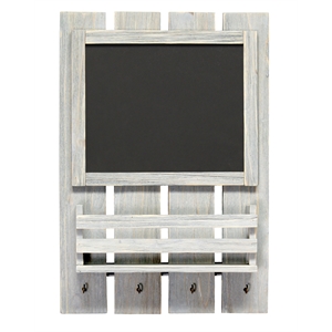 Elegant Designs Chalkboard Sign with Key Holder Hooks Gray Wash