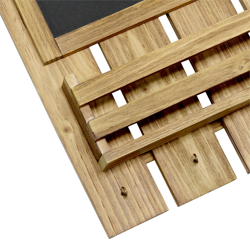 Elegant Designs Chalkboard Sign with Key Holder Hooks Natural Wood
