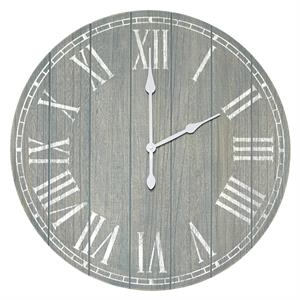 Elegant Designs Wood Plank 23&quot Large Rustic Coastal Wall Clock  Dark Gray Wash