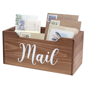 Elegant Designs Tabletop Script Word &quotMail&quot Organizer Box Natural Wood