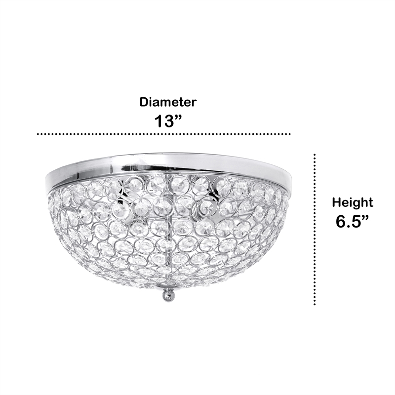 Lalia Home Crystal Glam 2 Light Ceiling Flush Mount Chrome