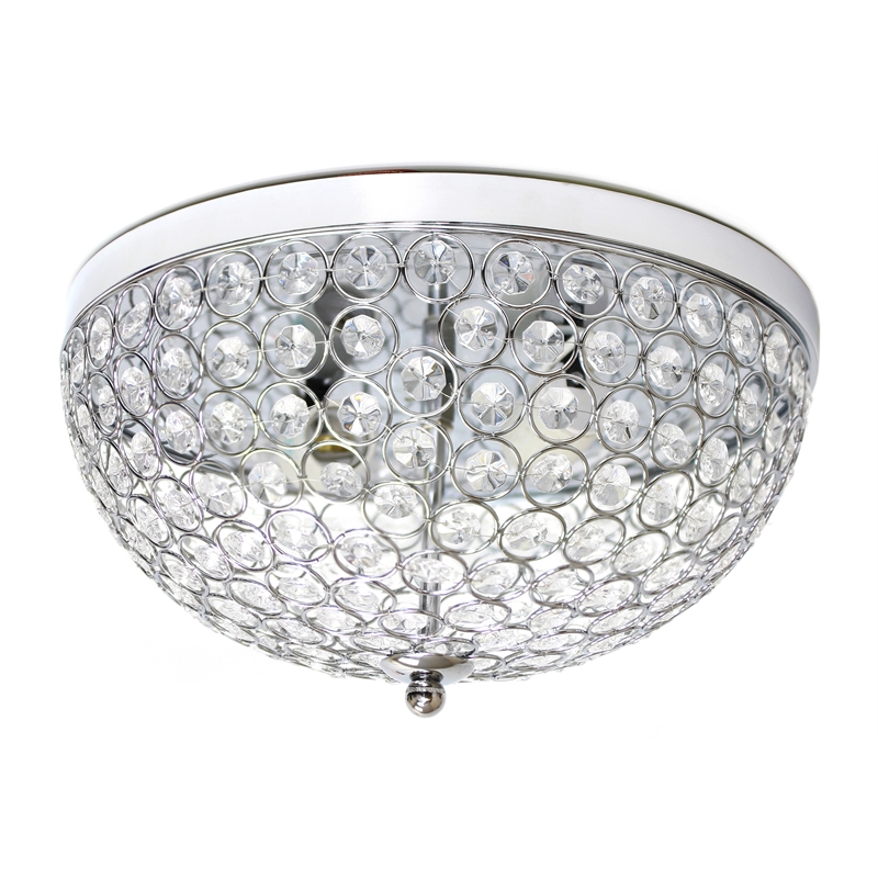 Lalia Home Crystal Glam 2 Light Ceiling Flush Mount Chrome