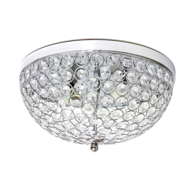Lalia Home Crystal Glam 2 Light Ceiling Flush Mount Chrome