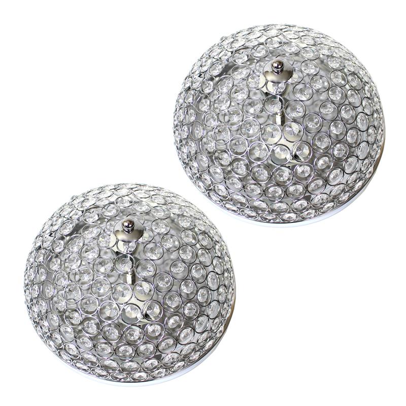 Lalia Home Crystal Glam 2 Light Ceiling Flush Mount 2 Pack Chrome