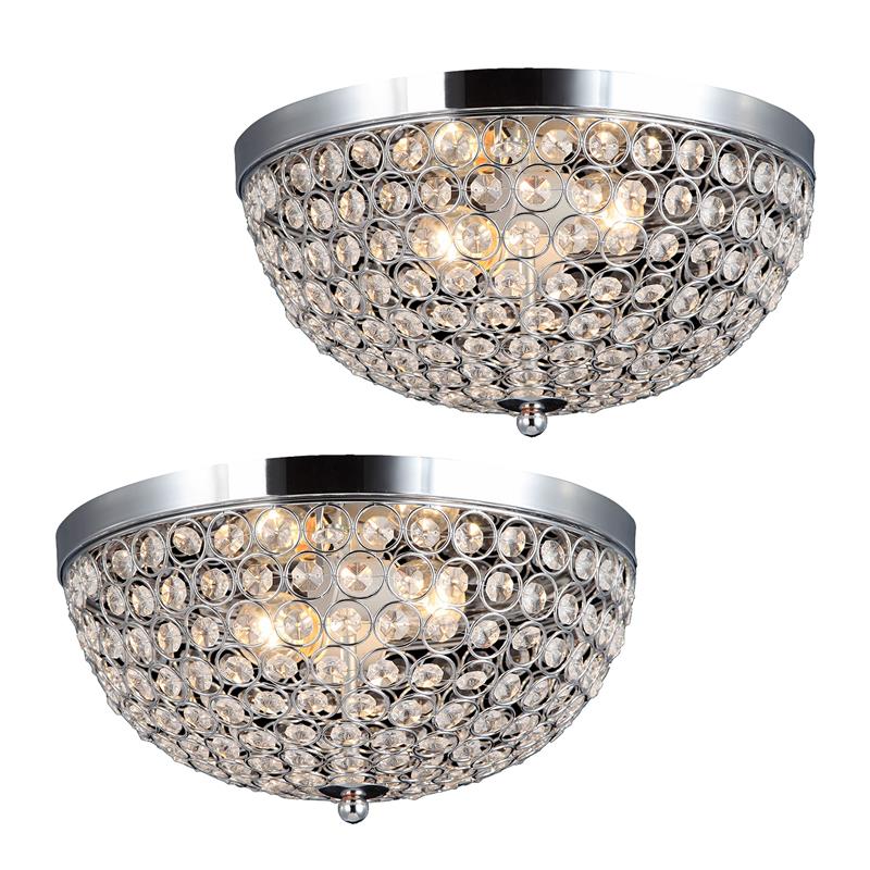 Lalia Home Crystal Glam 2 Light Ceiling Flush Mount 2 Pack Chrome