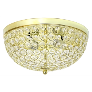 Lalia Home Crystal Glam 2 Light Ceiling Flush Mount Gold