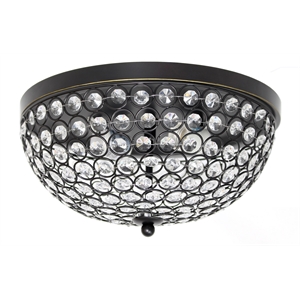 Lalia Home Crystal Glam 2 Light Ceiling Flush Mount Restoration Bronze