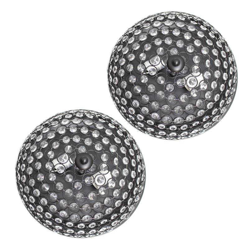 Lalia Home Crystal Glam 2 Light Ceiling Flush Mount 2 Pack Restoration Bronze