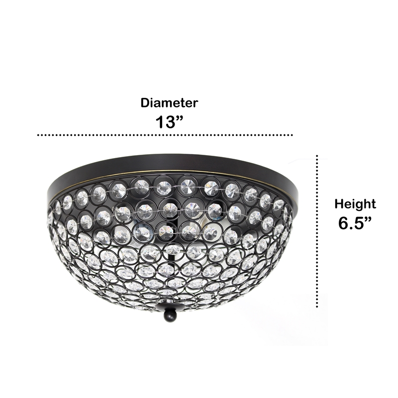 Lalia Home Crystal Glam 2 Light Ceiling Flush Mount 2 Pack Restoration Bronze