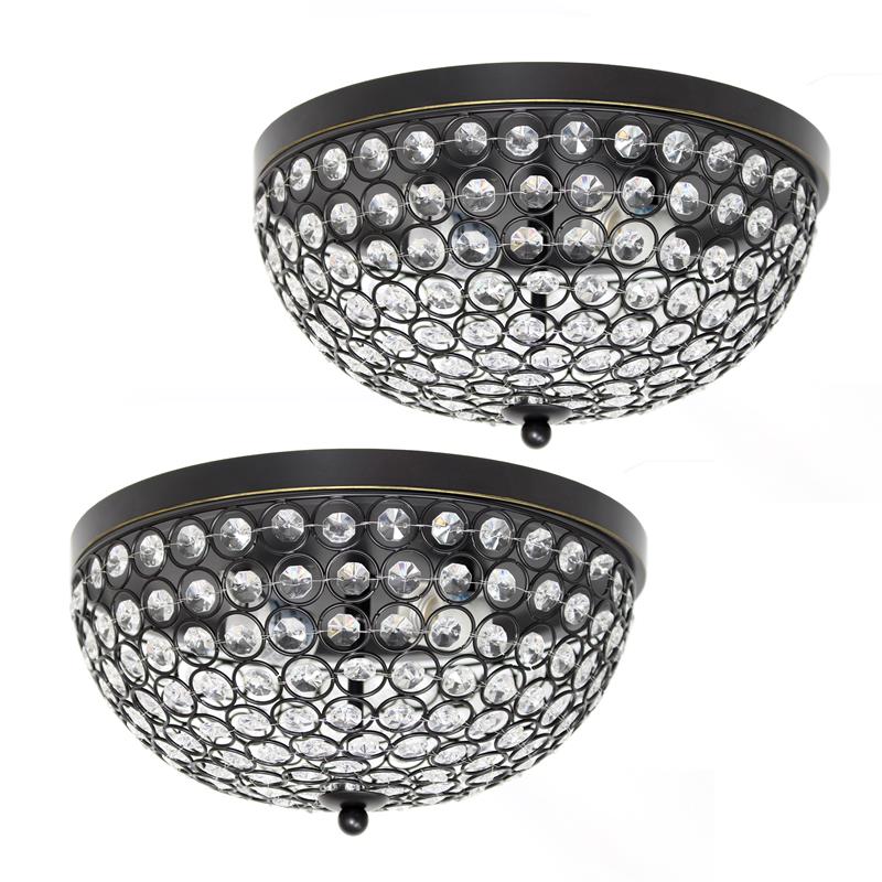Lalia Home Crystal Glam 2 Light Ceiling Flush Mount 2 Pack Restoration Bronze