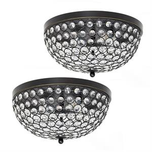 Lalia Home Crystal Glam 2 Light Ceiling Flush Mount 2 Pack Restoration Bronze