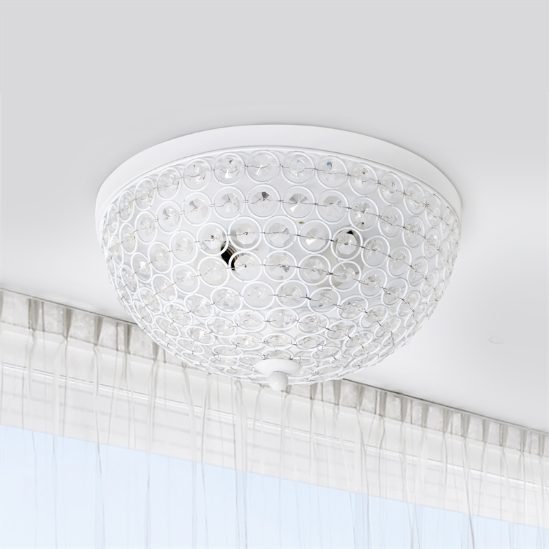 Lalia Home Crystal Glam 2 Light Ceiling Flush Mount White