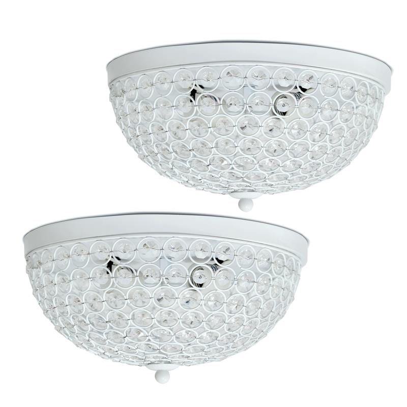 Lalia Home Crystal Glam 2 Light Ceiling Flush Mount 2 Pack White