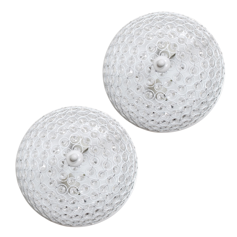 Lalia Home Crystal Glam 2 Light Ceiling Flush Mount 2 Pack White