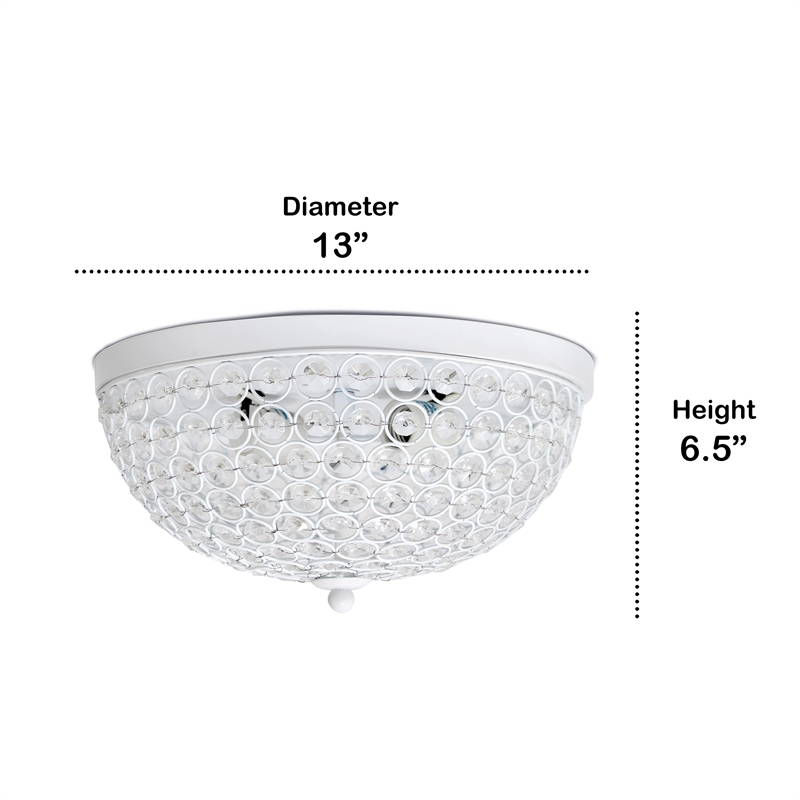 Lalia Home Crystal Glam 2 Light Ceiling Flush Mount 2 Pack White
