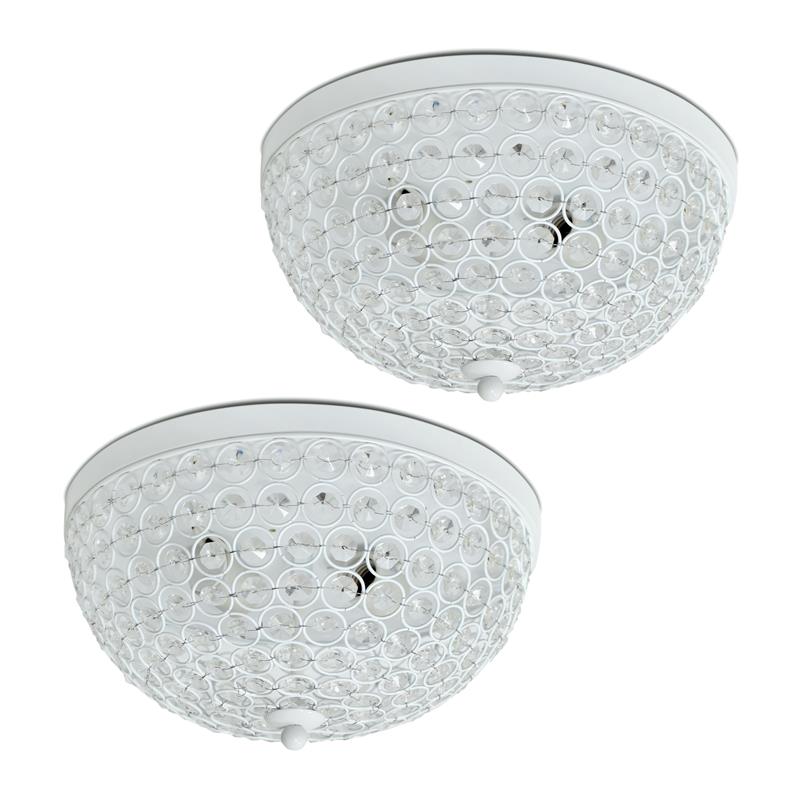 Lalia Home Crystal Glam 2 Light Ceiling Flush Mount 2 Pack White