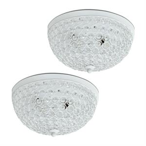 Lalia Home Crystal Glam 2 Light Ceiling Flush Mount 2 Pack White