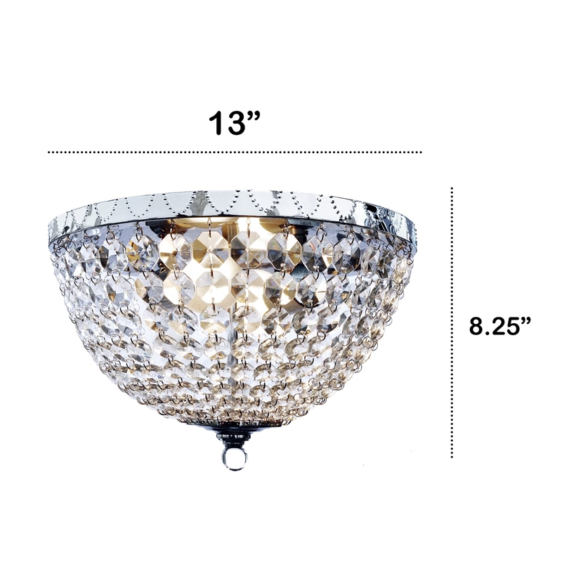 Lalia Home Crystal Drop 2 Light Ceiling Flush Mount Chrome