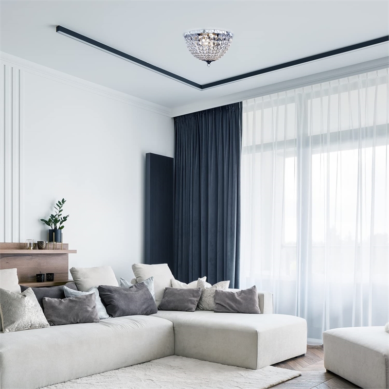 Lalia Home Crystal Drop 2 Light Ceiling Flush Mount Chrome