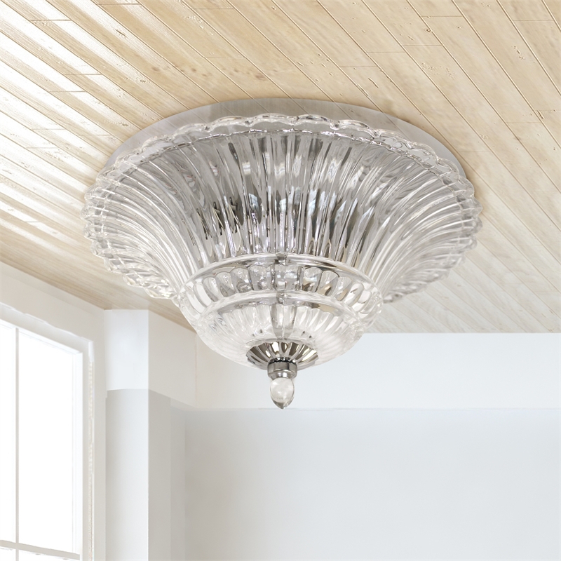 Lalia Home Blossom 2 Light Glass Ceiling Flush Mount Chrome