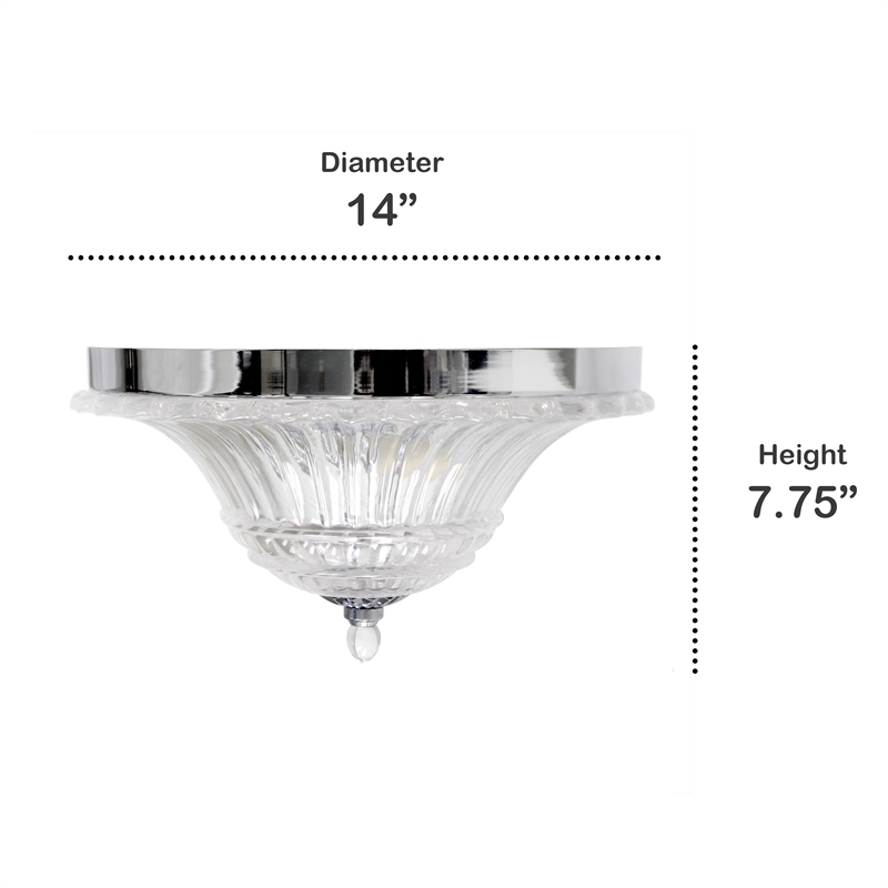 Lalia Home Blossom 2 Light Glass Ceiling Flush Mount Chrome