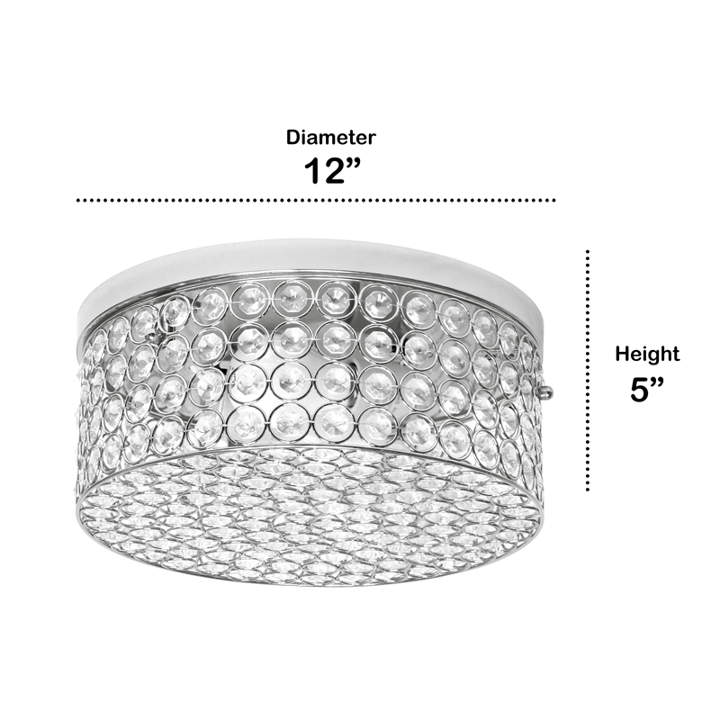Lalia Home Glam 2 Light 12 Inch Round Flush Mount Chrome