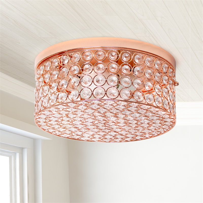 Lalia Home Glam 2 Light 12 Inch Round Flush Mount Rose Gold