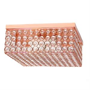 Lalia Home Glam 2 Light 12 Inch Square Flush Mount Rose Gold