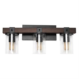 Lalia Home Farmhouse Rustic Wood Look 3 Light Bath Vanity Brown