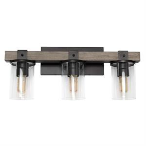 Lalia Home Farmhouse Rustic Wood Look 3 Light Bath Vanity Gray