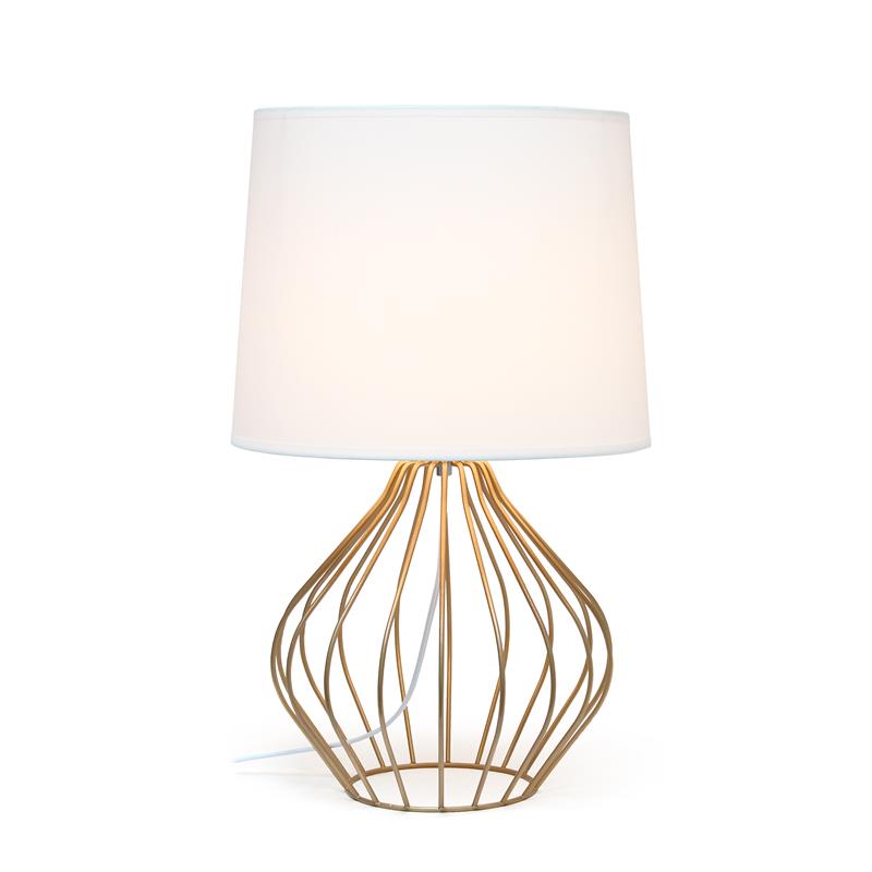 Simple Designs Geometrically Wired Table Lamp White on Copper